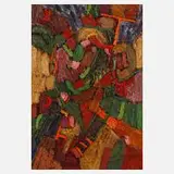 Abstrakte Komposition by Karl Heinz Krauskopf, Öl auf grober Leinwand und Keilrahmen, sold Feb 2023