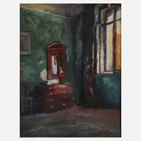 Kriszta L., Interieur, 1924, Öl auf Holz