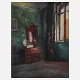 Kriszta L., Interieur, 1924, Öl auf Holz