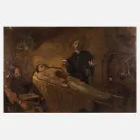 "Paracelsus doziert" by Prof. Franz Naager, Öl auf Leinwand und Keilrahmen, sold Feb 2023