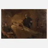 Prof. Franz Naager, "Paracelsus doziert", Öl auf Leinwand und Keilrahmen