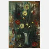 Walter Österle, Blumenstillleben, Öl auf groben Rupfen