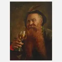 Georg Roessler, Weintrinker, federgeschmücktem