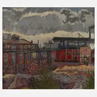Josef Schultz, Industrieanlage, 1922, Öl auf Leinwand
