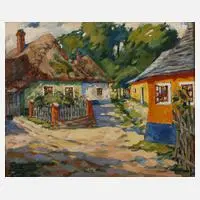 Gustav Schütt, Dorflandschaft, Öl auf Leinwand