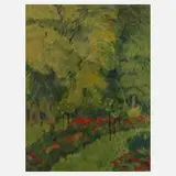 Alfred Thon, Blühender Park, Öl auf Leinwand auf Faserplatte