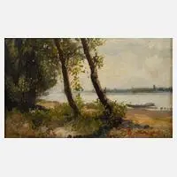 Ferenc Ujváry, An der Donau, Öl auf Leinwand