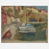 Fred Winkler, "Meersburg", 1960, Öl auf Faserplatte