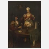 Rudolf Wolf, Wirtshausszene, Öl auf Holztafel