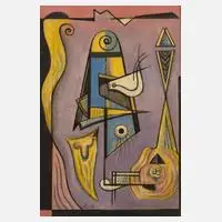 Alois Erbach, "Tauben-Haus", Öl auf Sperrholz