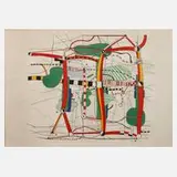 Prof. Peter Brüning, Surrealistischer Stadtplan, Farbserigraphie