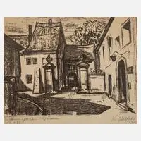 Karl Holfeld, "Wittumspalais in Weimar", 1960, Kreidelithographie