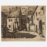 Karl Holfeld, "Wittumspalais in Weimar", 1960, Kreidelithographie