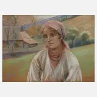 Stanislaw Górski, Junge Bäuerin, Pastell auf Karton