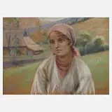 Stanislaw Górski, Junge Bäuerin, Pastell auf Karton