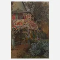 Prof. Franz Huth, An der Loggia, 1914, Mischtechnik