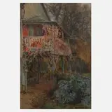 Prof. Franz Huth, An der Loggia, 1914, Mischtechnik