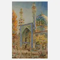 Albert Hunnemann, Blick auf eine Moschee, 1934, Aquarell