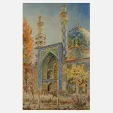 Albert Hunnemann, Blick auf eine Moschee, 1934, Aquarell
