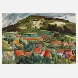Heinrich Rettner, Dorfansicht, 1964, Aquarell