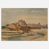 Flusslandschaft by Jean Paul Schmitz, Aquarell, sold Feb 2023