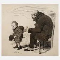 Theodor Grätz, Die erste Zigarette, Tuschefeder und laviert