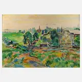 Fredo Bley, Vogtlandlandschaft, Aquarell mit lockerem