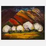 Brigitte Dietzsch, "Berge in Tirol", 1997, Öl auf Faserplatte