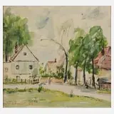 Albert Hennig, "Die Waldstraße", Aquarell über Bleistift