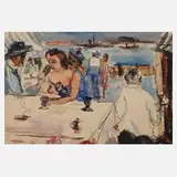 Albert Hennig, An der Strandbar, Tuschefeder