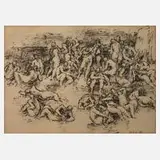 Karl Heinz Jakob, Strandvergnügen, Tuschezeichnung auf Papier
