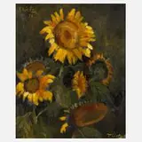Tatjana Lietz, Sonnenblumen, Öl auf Faserplatte