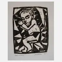 Josef Richter, "Knabenbildnis", 1967, Holzschnitt auf Papier