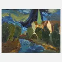 Josef Richter, "Burg Stein III", 1963, Öl auf Faserplatte