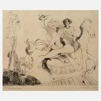 Will Schestak, "Zirkusreiterinnen", 1982, Radierung