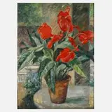 Else von Schmiedeberg-Blume, Anthurienstillleben, Öl auf Leinwand