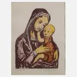Julie Strathmeyer-Wertz, "Madonna", Linolschnitt auf Papier