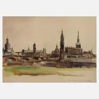 Julie Strathmeyer-Wertz, Ansicht Dresden, Bleistift und Aquarell