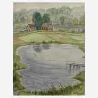Albert Schwarz, "Bockwa (Motiv a. Oberhohendorf)", 1942, Aquarell auf Papier