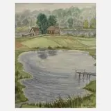 Albert Schwarz, "Bockwa (Motiv a. Oberhohendorf)", 1942, Aquarell auf Papier