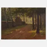 Karl Hanns Taeger, "Saugarten in Langebrück", Öl auf Pappe