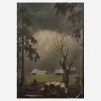 Hans Weiß, "Regennässe", Öl auf Faserplatte