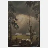 Hans Weiß, "Regennässe", Öl auf Faserplatte