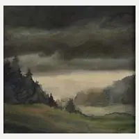 Hans Weiß-Aue, "Nach dem Gewitterregen", Aquarell