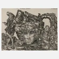 Heinz Zander, "Die glücklichen Archäologen", 1980, Radierung