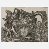 Heinz Zander, "Die glücklichen Archäologen", 1980, Radierung