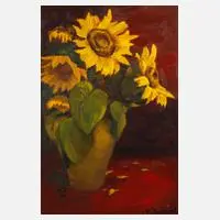 Brigitte Dietzsch, Sonnenblumen, Öl auf Faserplatte