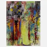 Prof. Heinz Werner, Zylindervase mit Blumen, Acryl auf Karton