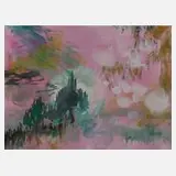 Prof. Heinz Werner, Vegetation vor rosa Grund, Acryl auf Leinwand