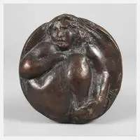 Thomas Burhenne, Plakette mit Damenakt, Bronze